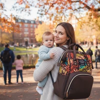 Sac a langer sur jeune maman grande poche de rangement